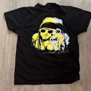 NIRVANA Black Tee with Yellow Pink Mint Graphic